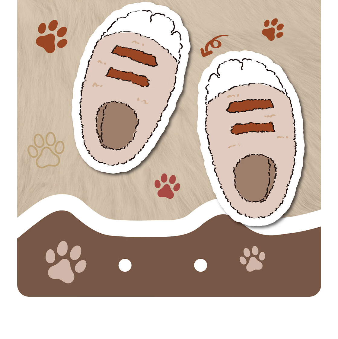 MINISO Cute Bear Claw Fleece-Lined Thickened Cotton Shoes, Adorable Wearable Home Slippers, Khaki (Cotton Shoes Style) Size 40-41 1