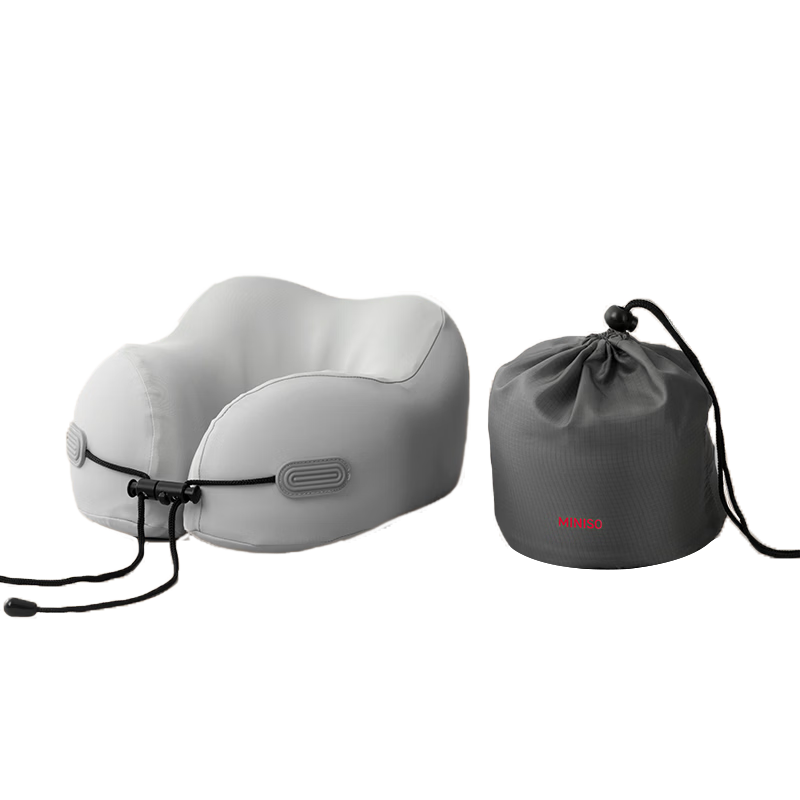 MINISO Comfortable Neck Support U-Shaped Memory Foam Travel Airplane Neck Pillow Portable Light Gray (with Storage Bag)