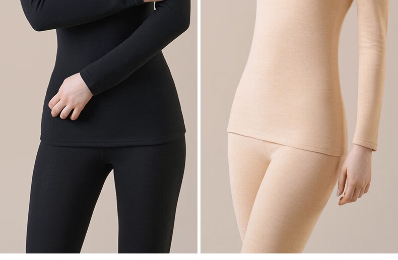 Urban Beauty Women's Thermal Underwear Set Autumn Top and Bottom Winter Cashmere Silk Half Turtleneck Windproof Heated Fleece Lined Warm Set 26