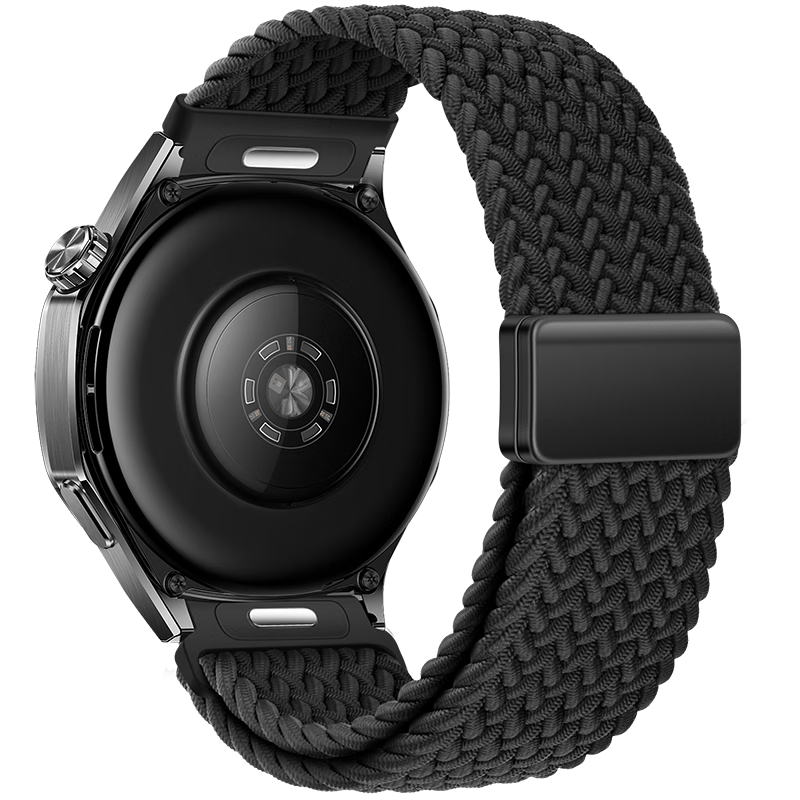 Weiqiantu Magnetic Woven Strap for Huawei Watch GT6/5/4/6 Pro/Watch 5/4 Pro/3 Pro 46/48MM Quick Release Button Black