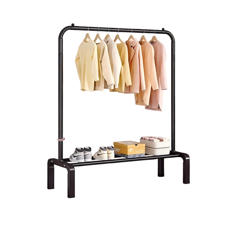 Jiajieshi Floor Standing Coat Rack Bedroom Dedicated Clothes Hanger Dormitory Living Room Storage Thickened Clothes Drying Rack 1.0m Black