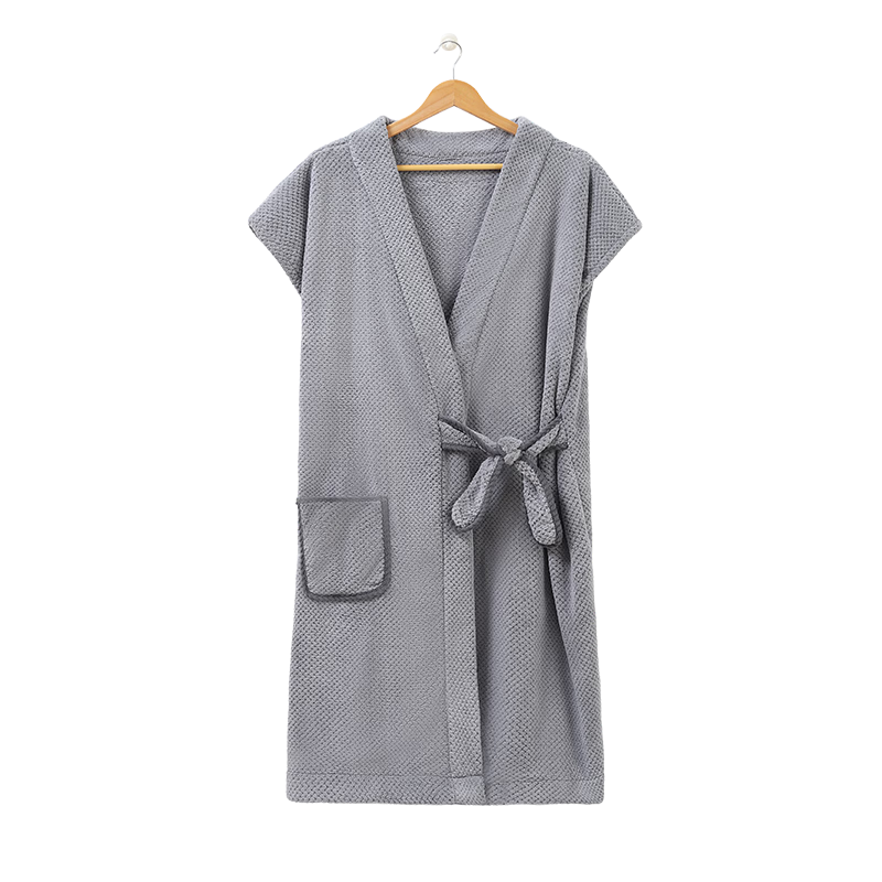 Jieliya Bath Towel, Unisex, Wrap-Around Style, Bathrobe for Home Use, Absorbent, Gray Color