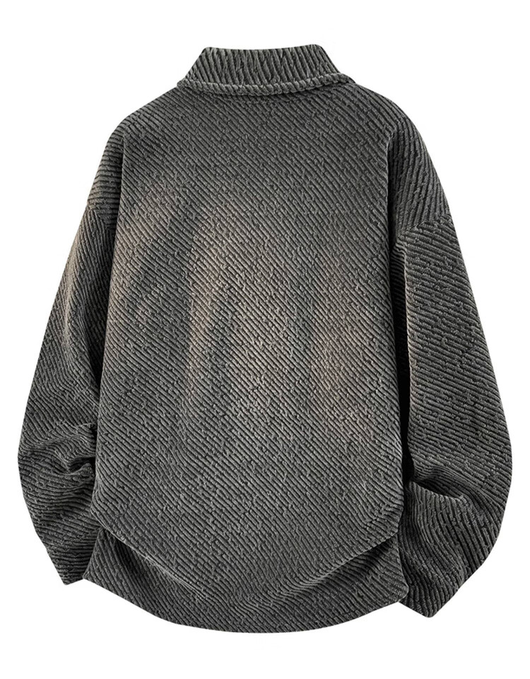 PLAYBOY Men's Spring Autumn Jacket Shirt High-End Textured Cardigan Casual Wear Dark Gray XL 5