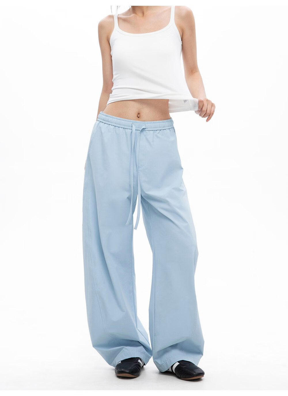 ICH MODE Women's American Style Straight White Pants Thin Loose Popular Cargo Sports Casual Pants White XL 19