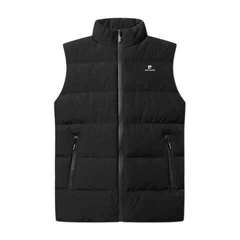 Pierre Cardin Men's Cotton Vest Autumn Winter Jacket Sleeveless Casual Warm Half-Sleeve Top Black 2XL