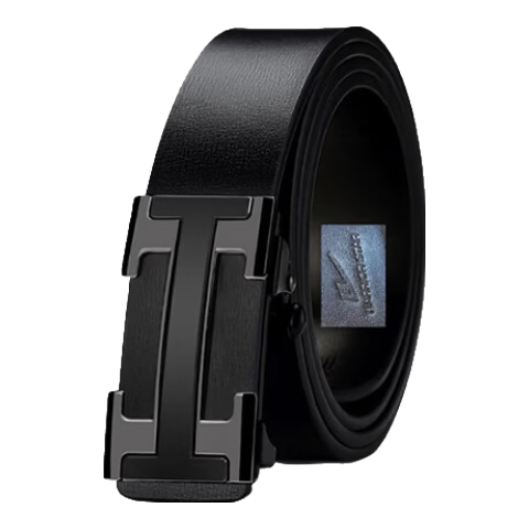 Huili Men's Automatic Buckle Belt, Toothless Inner Wear, No Loose Ends, Pure Cowhide Waistband, Casual Practical Trendy Trouser Belt