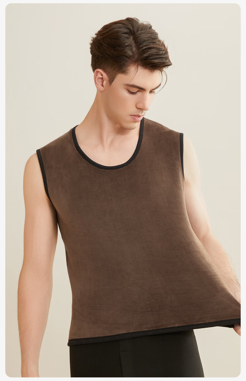 MiiOW [Fleece-Lined Thick Cashmere] Men's Thermal Vest, Sleeveless Undershirt, Tank Top, Vest, Underwear for Women, Autumn And Winter 18