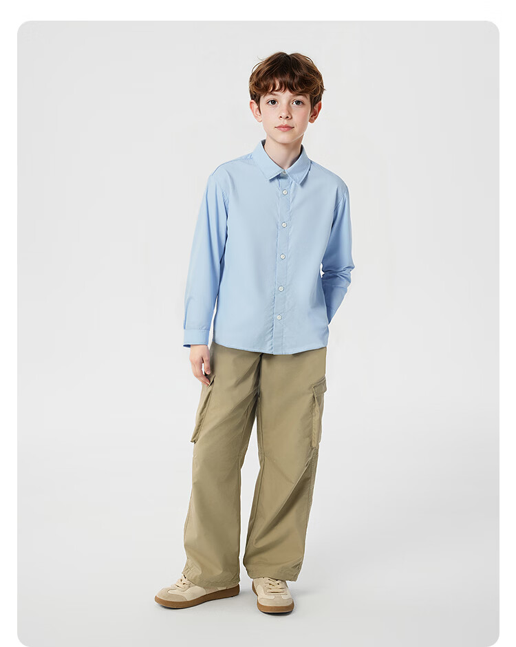 Balabala Boys' Long Sleeve Shirt with Turn-Down Collar Baby 2026 New Spring Curved Hem Pure Cotton Skin-Friendly Versatile Top 25