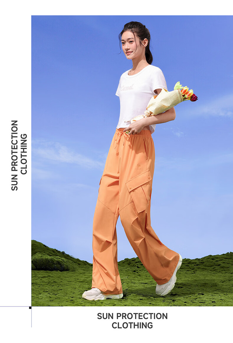 CAMEL Women's Outdoor Sun Protection Work Pants Ice Cooling Breathable Sports Casual Trousers Y26BA4L0016 Cheese Yellow L 15