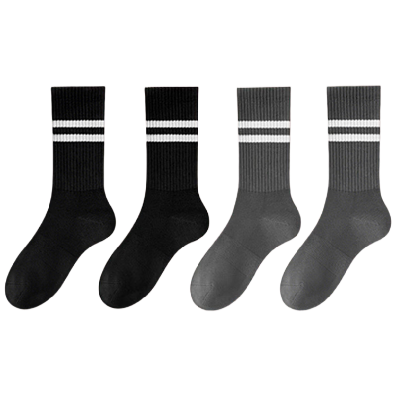 Duweike Yoga Socks Professional Non-Slip with Yoga Pants for Women Indoor Fitness Socks Mid-High Tube Black+Gray 2 Pairs Set