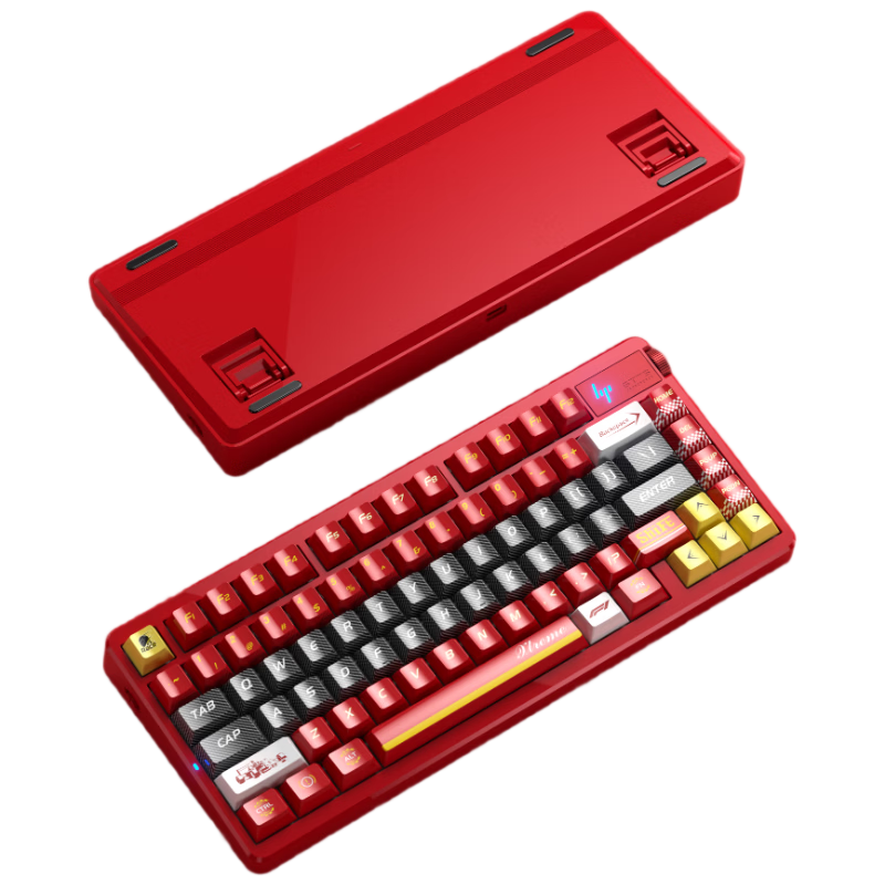 HP GT75 Mechanical Keyboard Wireless Wired Bluetooth Tri-Mode Gasket Custom Gaming Keyboard E-sports Computer Office 75-Key with Rotary Knob Farah Red Sundae Switch