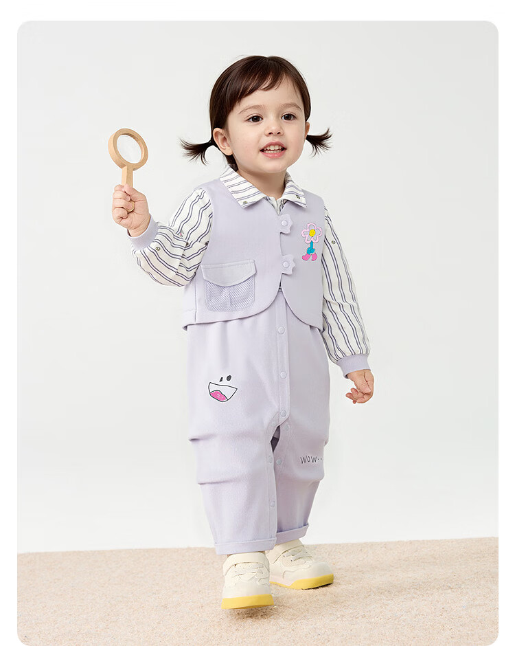 Balabala [balaOne] Kids Baby Outfit 2026 Spring Newborn Knitted Romper 8
