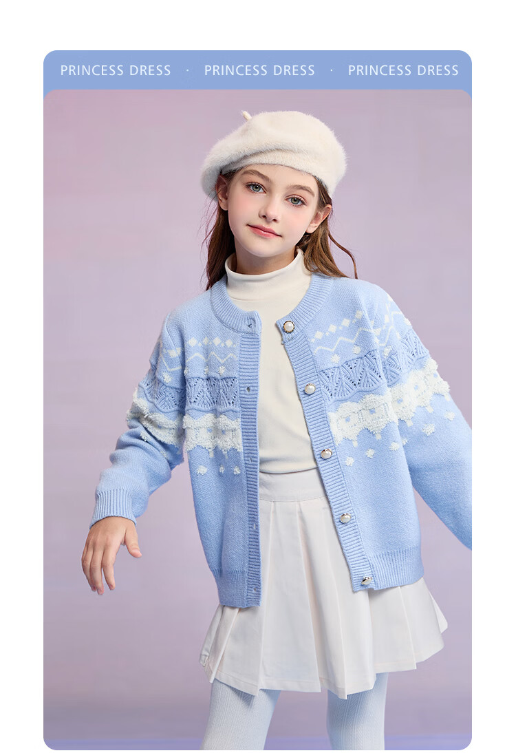 Disney Red Children's Sweater Girls Baby Autumn Winter New Knitted Cardigan Girls New Year Outfit 4
