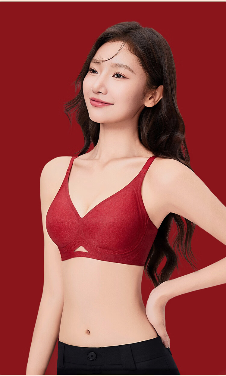 LangSha Red Year of the Horse Women's No-Wire Bra Set Lunar New Year Bridal Underwear Socks Gift Box 8
