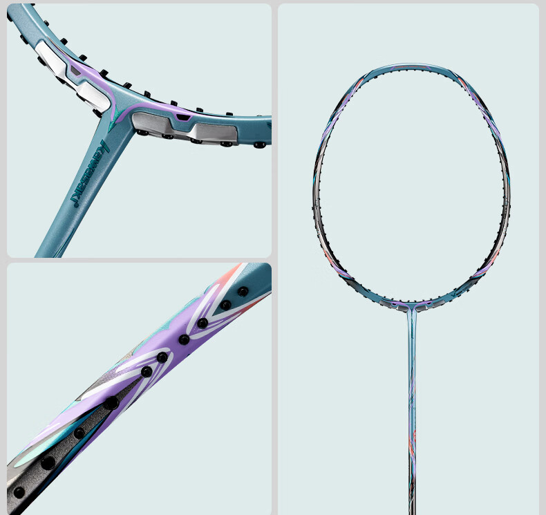 KAWASAKI Full Carbon Badminton Racket Single Offensive Tournament Model Feather Racket Feitian Zhaoxuan Purple (Pre-strung) 20