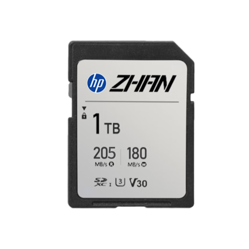 HP 1TB SD Memory Card 4K V30 U3 C10 Camera Storage Card 205MB/s Read 180MB/s Write for Mirrorless/DSLR Cameras