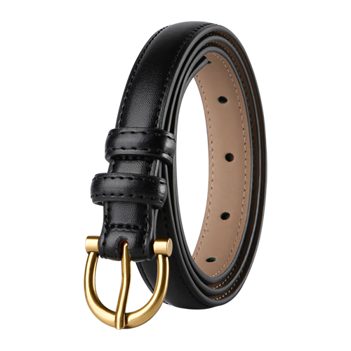 CARTELO Women's Leather Belt, Cowhide Skirt Belt, Denim Round Buckle, Casual Slim Waistband, Simple Versatile Pin Buckle, Gift