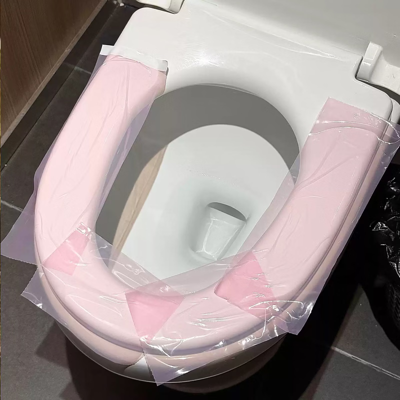 BWNK Hotel Disposable Toilet Seat Covers Travel Portable Full Coverage Anti-Contamination Isolation Film Pink