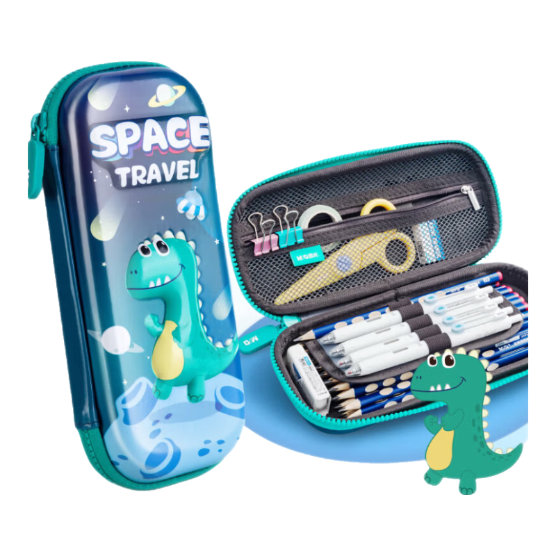 M&G Stationery Dinosaur Pencil Case for Elementary School Students, EVA Pencil Box, Stylish Birthday Gift for Boys, Kindergarten Pencil Case with 3D Patter