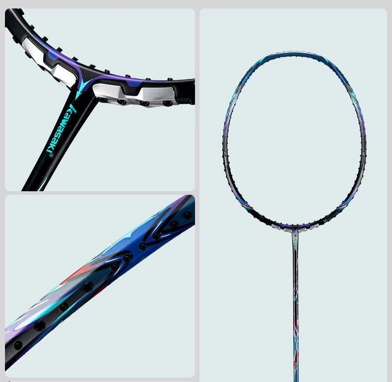 KAWASAKI Full Carbon Badminton Racket Single Offensive Tournament Model Feather Racket Feitian Zhaoxuan Purple (Pre-strung) 22