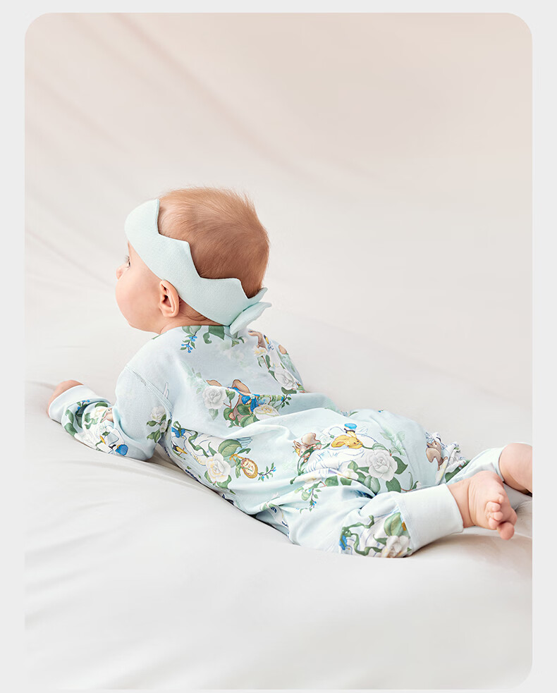 Babycare Soft Long Sleeve Romper Baby Jumpsuit Infant Clothing Qingchuan Blue [Middle Opening] 73cm 24