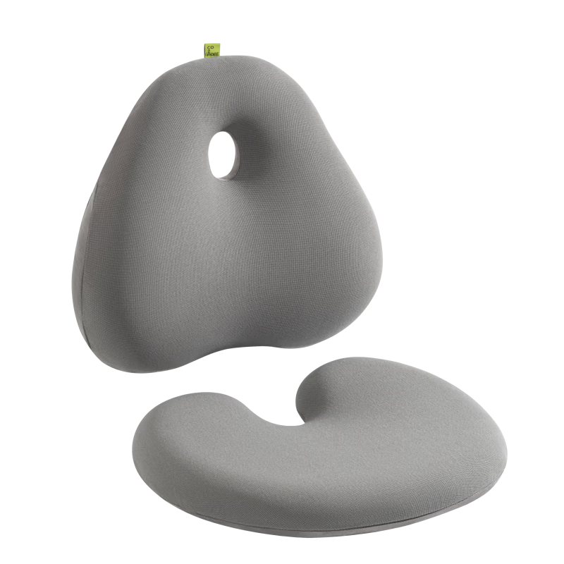 Jueqingsong Office Lumbar Support Cushion, Chair Back Support Pad, Seat Cushion with Backrest, Chair Backrest Pad Set, Elephant Gray