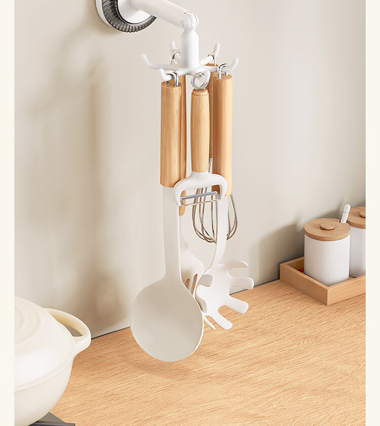 Ecoco Suction Cup Bathroom Hook Six-Claw Rotating No-Drill Wall-Mounted Bath Ball Hair Tie Storage Rack Adhesive Hook Kitchen Utensil Holder 29