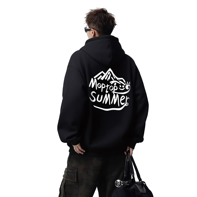 MMOPTOP Trendy Printed Sweatshirt for Men, Spring And Autumn American-Style Loose Comfortable Casual Top MMWY01 Black L