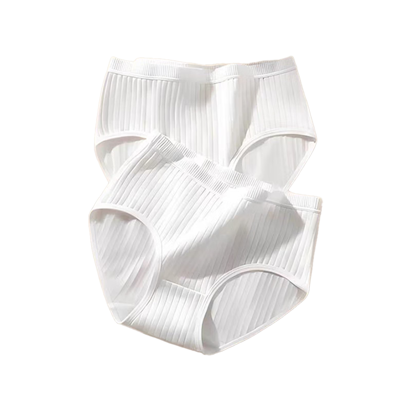 Qihaiqiu Disposable Cotton Double-Crotch Maternity Postpartum Menstrual Striped Shorts for Women 4-Pack - White 2XL