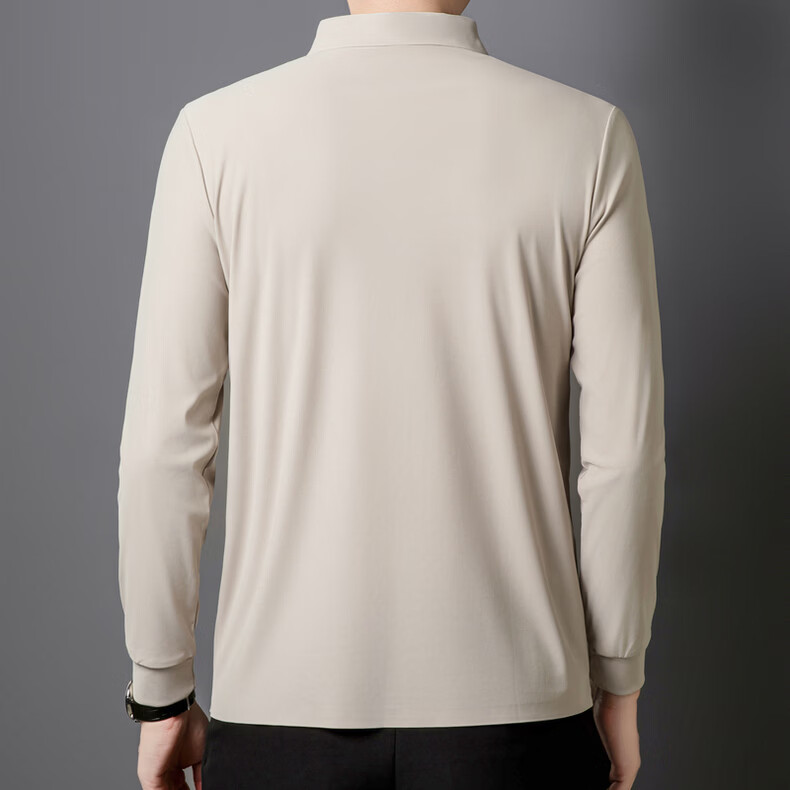 Hodo Men's Long Sleeve T-Shirt Summer Ice Silk Polo Shirt Wrinkle-Resistant Breathable Casual Top White M 28