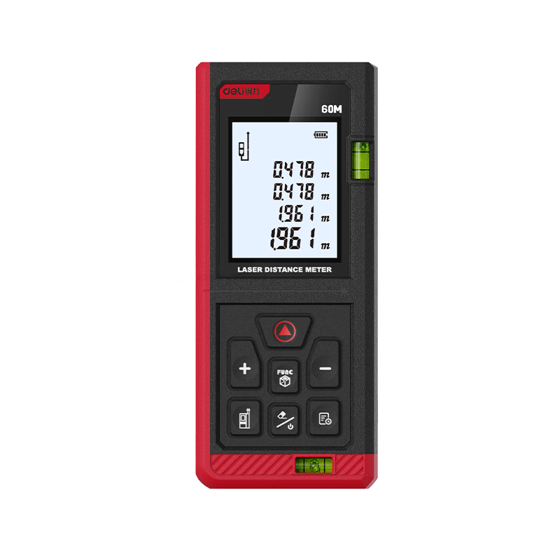Deli Lithium Battery Voice Laser Distance Meter High-Precision Infrared Room Measuring Device Electronic Level with Dual Bubble 100m