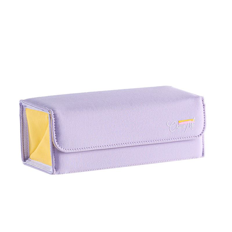 Deli Large Opening Flip Magnetic Student Pencil Case Large Capacity Simple Fashion Multifunctional Glasses Case Purple BC519 Graduation Gift