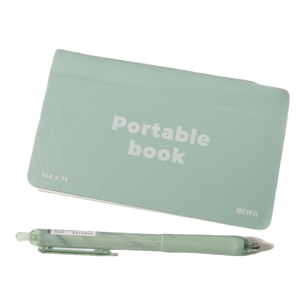 BEIFA Portable Lambskin Notebook Travel Journal Student Memo Planner Work Meeting Notes Office Hanging Notebook Manbo Green