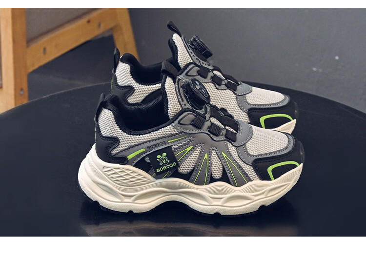 BOBDOG Kids Spring Comfortable Breathable Mesh Shoes Boys Casual Running Sports Shoes 102561040 Black/Pb Gray Size 30 7