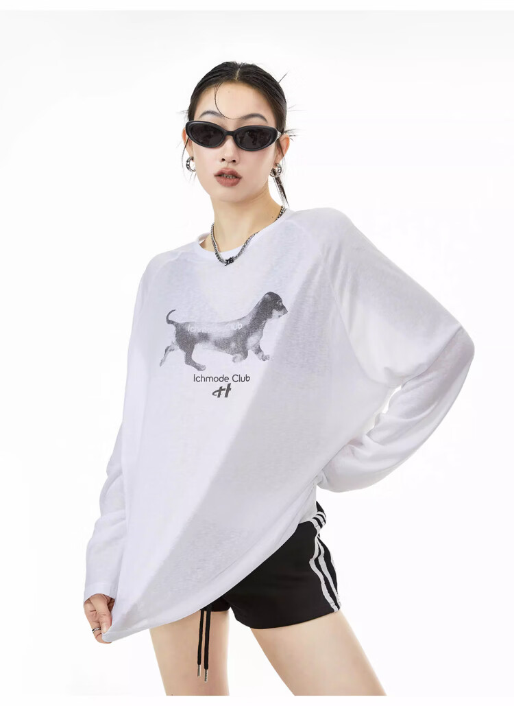 ICH MODE American-Style Physical Sun Protection Long-Sleeve T-Shirt, Thin Cool-Feeling Cover-Up for Women, Spring And Summer New Loose Top, Pink, L 27