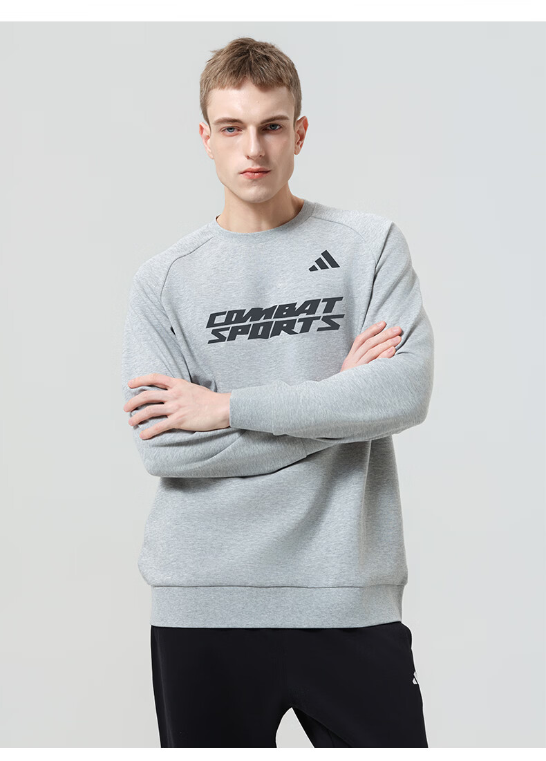 Adidas Men's Hoodie 2026 Spring New Sports Casual Cotton Classic Crewneck Pullover Black White S 8