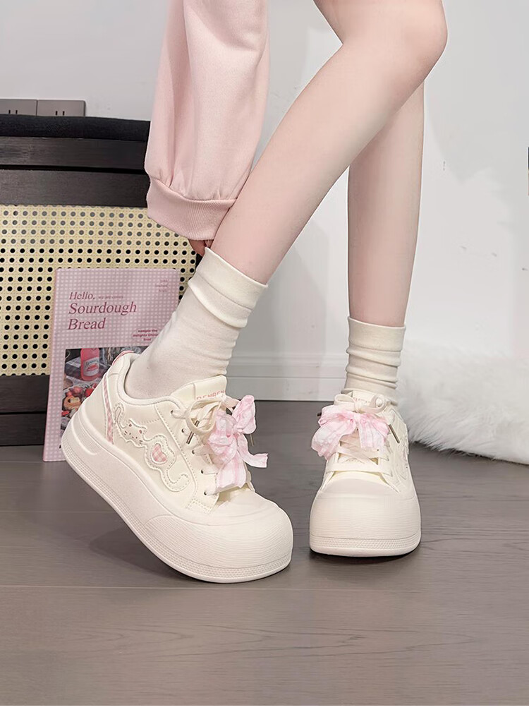 Renben Soft Sole Lightweight White Sneakers for Women Trending Original Versatile Chunky Head Bread Shoes Thick Sole Sports Sneakers for Women 13
