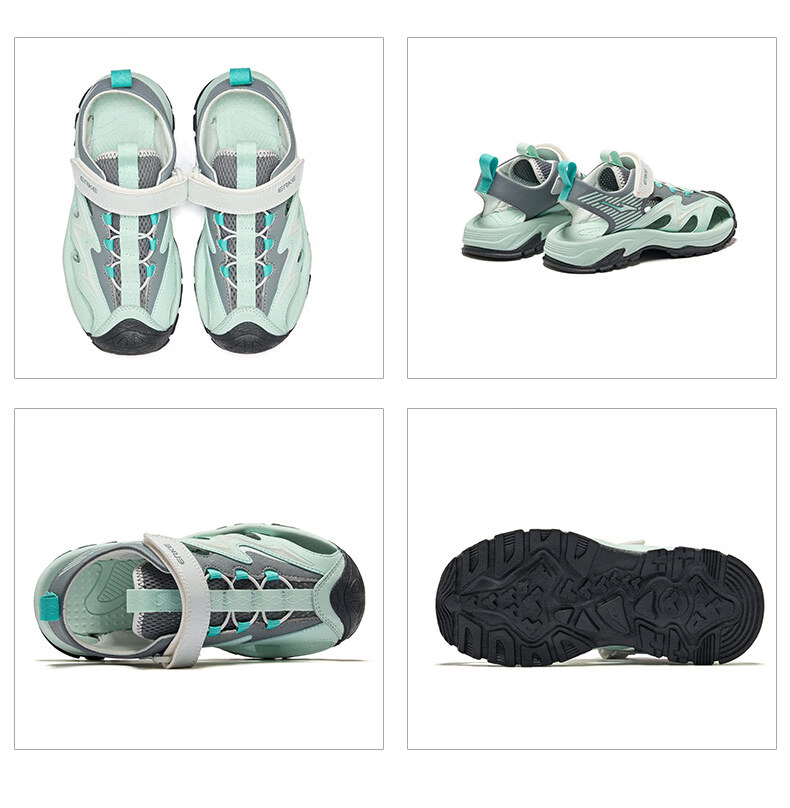 ERKE Kids Sandals Boys and Girls Closed-Toe Anti-Collision Sandals Microcrystalline White/Pink Frost Color Size 34 49