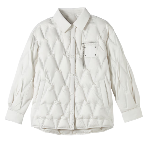 Dme [90% Duck down] Winter 400T Spring Yarn Dye-Lighted Elastic Cuff Loose Metal Chain down Jacket for Wome