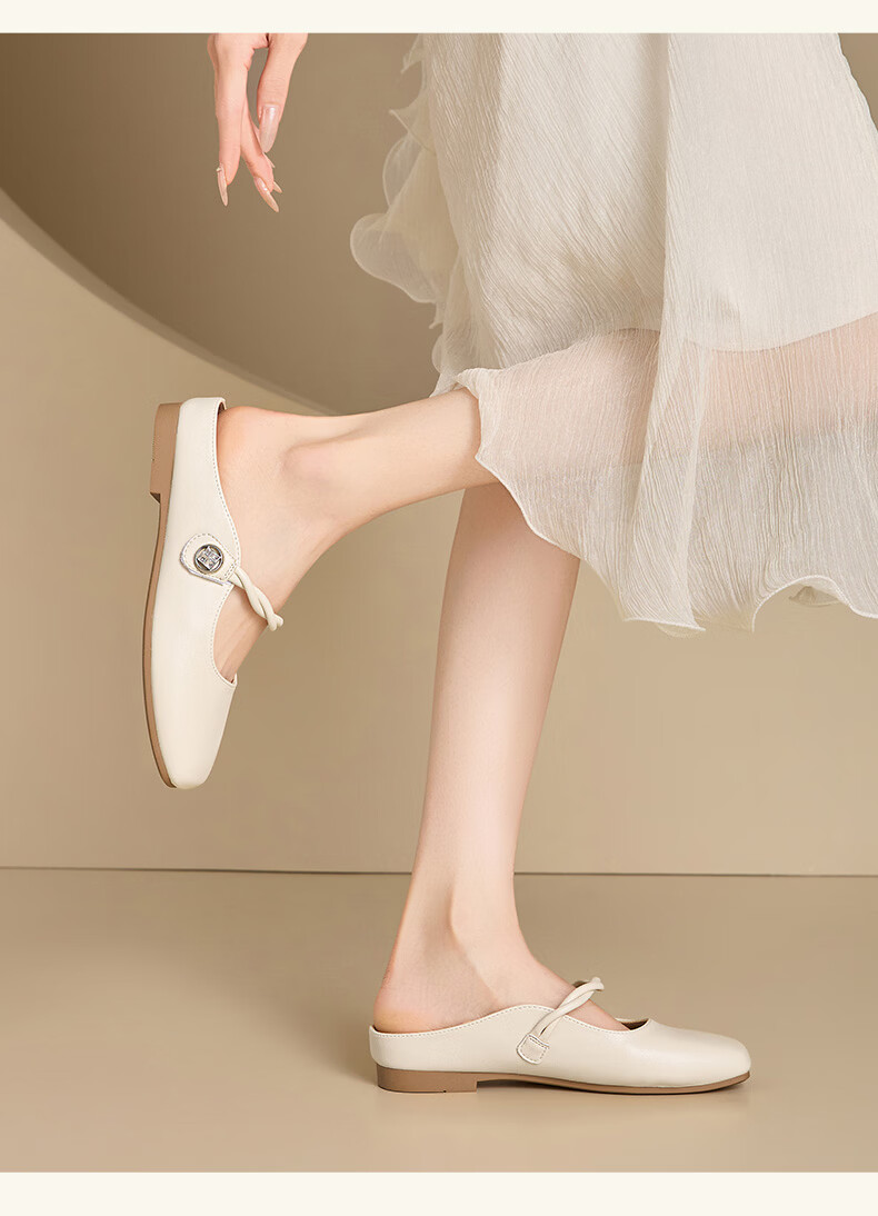Dustodusto Baotou Women's Summer Slippers 2026 New Summer Shoes Slip-On Lazy Half Drag Mules 9