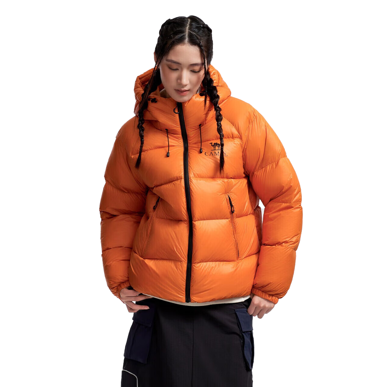 CAMEL Outdoor Long Bread Down Jacket Unisex Windproof Waterproof Heat Retention Warm Anti-Static Duck Down Coat