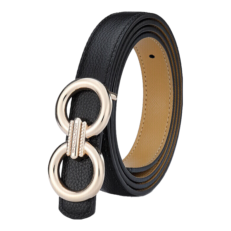 Goldlion Women's Leather Belt with Buckle, Versatile Waistband Gift Box, Birthday Present