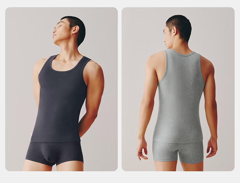 THREEGUN [2-Pack] Men's 3A Antibacterial Anti-Mite Breathable Stretch Cotton Sports Tank Top 16