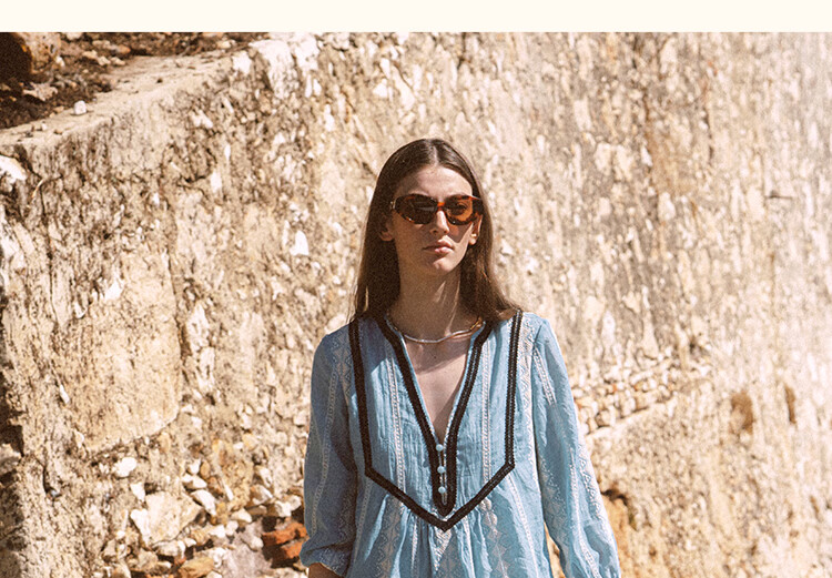 AtlanticBeach New French Style Seaside Vacation Dress Women Autumn Loose V-Neck Embroidered Mid-Length Cover-Up Sun Protection Wrap Dress 14