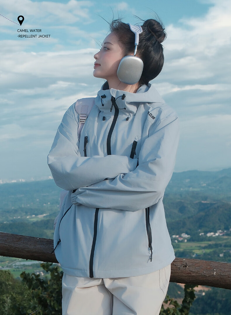 CAMEL Li Yitong Same Style Jacket Unisex Spring Autumn Water-Repellent Windbreaker Coat C35CR0L0019 Night Purple XL 2