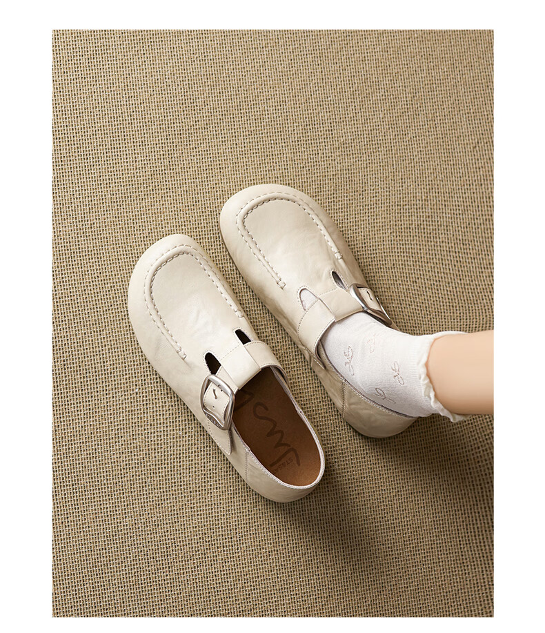 St&Sat Genuine Leather Loafers for Women, 2026 New Summer Style, Full-Coverage Retro Versatile Slip-On Soft-Soled Comfortable Commuter Birkenstock Shoes 12