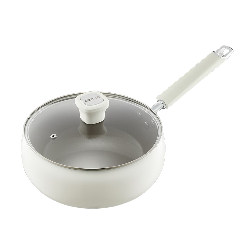 Carote Titanium Ceramic Non-Stick Wok Large Belly Pan 26cm Flat Bottom Stir-Fry Pan for Gas and Induction Cookers