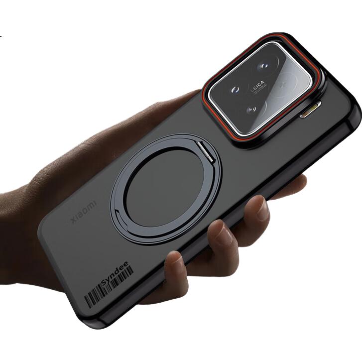 Противоударный чехол Baozou для Xiaomi Mi 15, матовый черный, с магнитной подставкой
