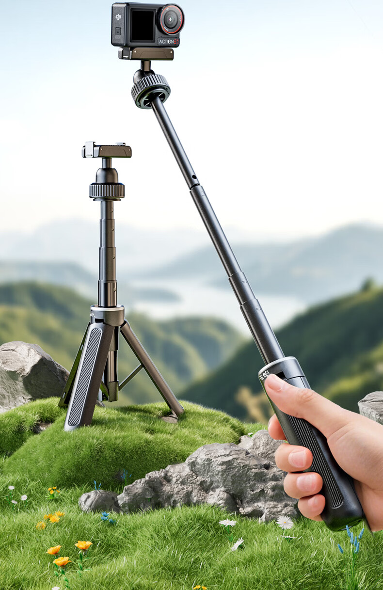Shili Fan Magnetic Quick-Release Mount Handheld Selfie Stick for DJI Action 5 Pro Black Upgraded Version 3
