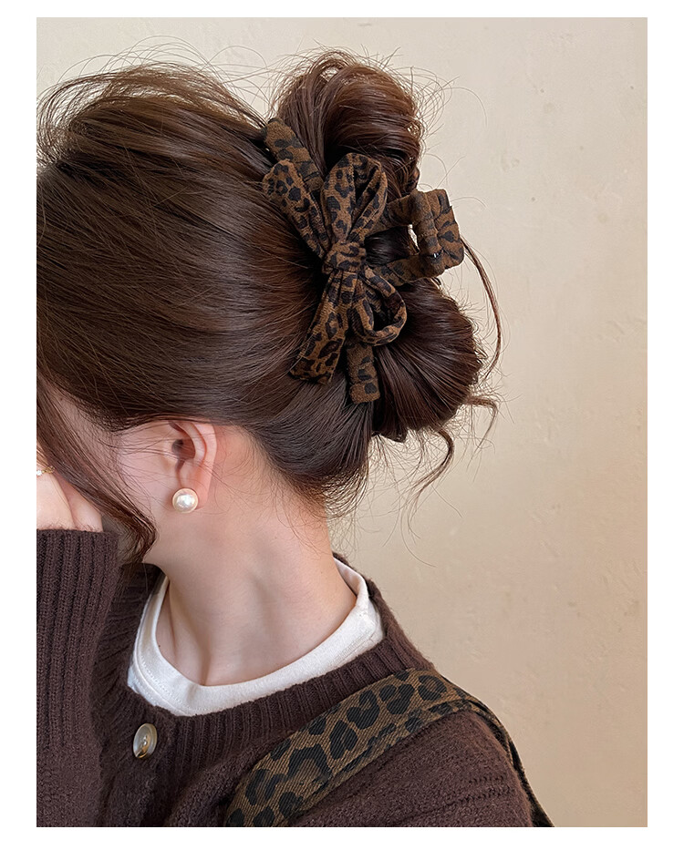 CHIMERA Leopard Print Bow Hair Claw Clip Ponytail Shark Clip Hairpin for Women Birthday Gift 7